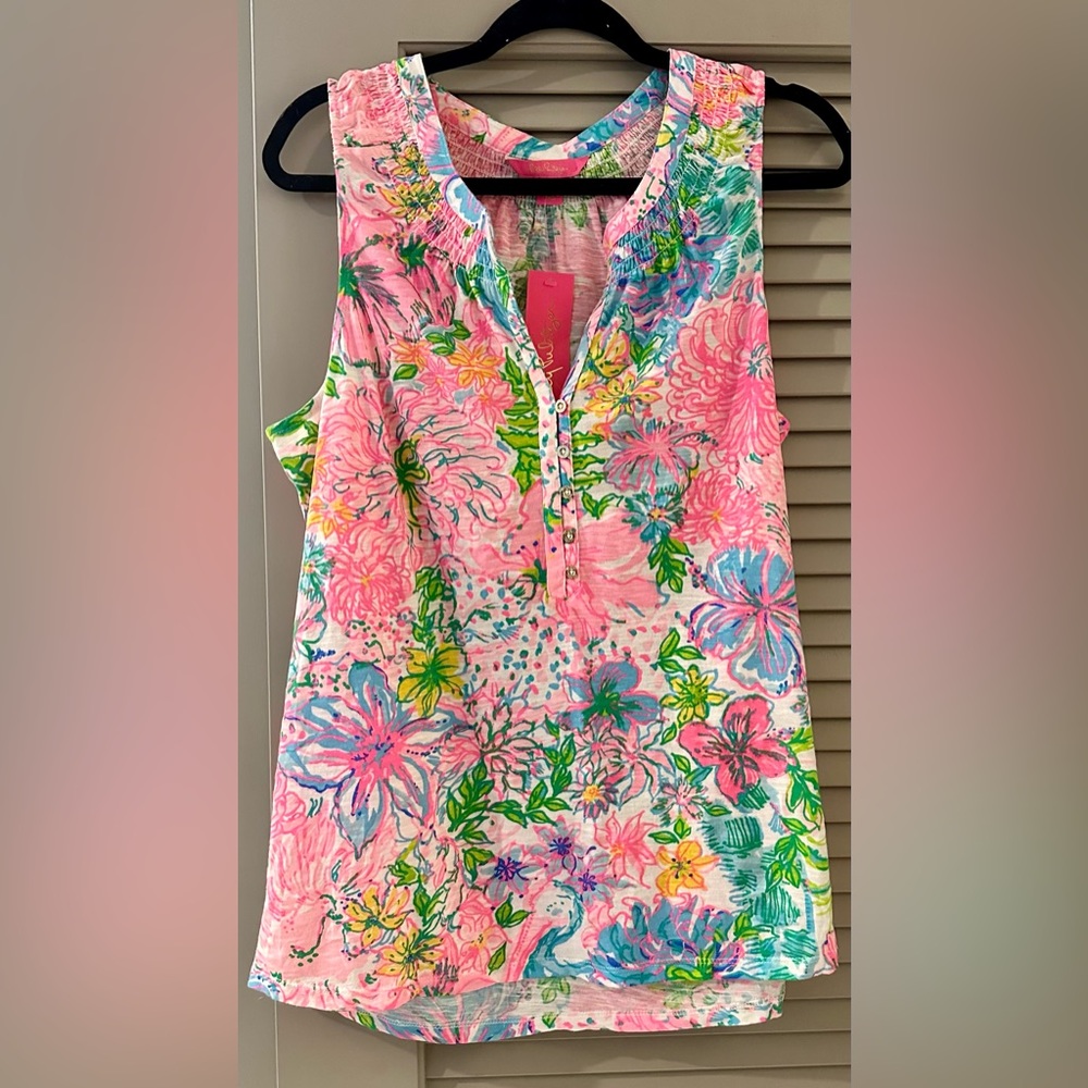 NWT Lilly Pulitzer Essie Cotton Tank Top in 'Paradise Found' - Size XL